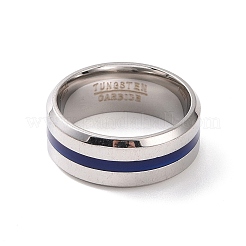 Bague ligne rainurée en émail bleu roi&nbsp;RJEW-I089-46P