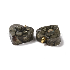 Pendentifs en copeaux teints en jaspe naturel de chalcopyrite en résine transparente&nbsp;G-E185-12G-09