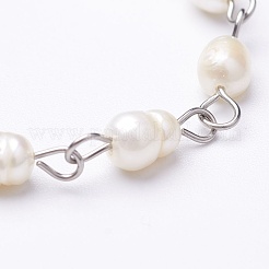 Catene a mano di perline di perle&nbsp;AJEW-JB00254