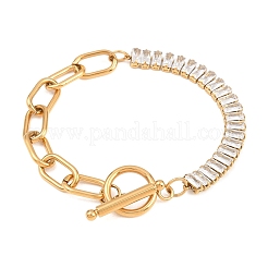 304 Edelstahl Pavé-Armbänder mit klaren Zirkonia-Gliedern&nbsp;BJEW-D460-10G