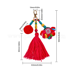 Décoration pendentif pompon en polyester&nbsp;KEYC-WH0032-38