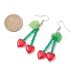 Pendientes colgantes de vidrio de acero inoxidable 304 con forma de corazón&nbsp;EJEW-JE06705