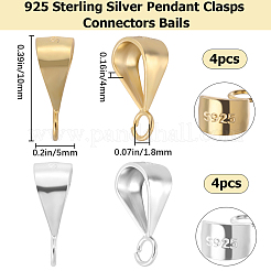 8 pz 2 colori 925 ganci per tubi in argento sterling&nbsp;STER-BBC0001-80