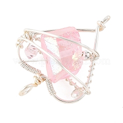 Pendentifs enveloppés de fil de cuivre de quartz naturel galvanisé&nbsp;PALLOY-TA00429-03