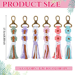 6 pz 6 colori cordino di cotone lavorato a maglia fiore nappa pendente decorazione&nbsp;HJEW-MA00026
