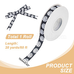 Ruban gros-grain de volley-ball en polyester imprimé balle de sport 20 yards&nbsp;OCOR-WH0085-75A-01