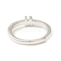 Anillo ajustable con letra inicial de circonita cúbica transparente&nbsp;RJEW-C052-01P-N