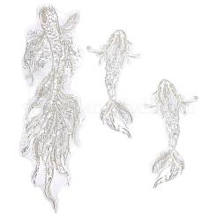 3 pz 2 stili pesce e sirena accessori decorativi in poliestere ricamati&nbsp;DIY-FG0010-59A