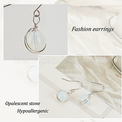 Orecchini pendenti con perline rotonde in acrilico bianco&nbsp;EJEW-AN0001-11