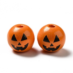 Halloween-Thema bedruckte Naturholzperlen&nbsp;X-WOOD-L020-C04