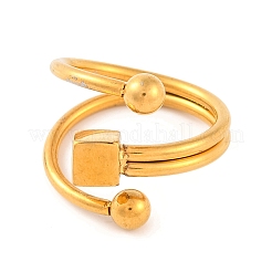 Ionenbeschichtung (IP) 304 Edelstahl quadratische runde Manschette offene Fingerringe für Frauen&nbsp;RJEW-S414-07B-G