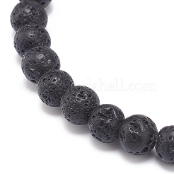 2 Uds conjunto de pulseras elásticas de roca de lava natural&nbsp;BJEW-JB08673-01