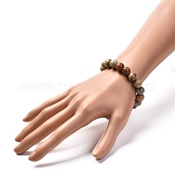 Bracelet extensible de perles rondes de jaspe aqua terra naturel pour hommes femmes&nbsp;BJEW-JB06823-03