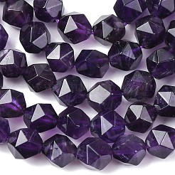 Facettierten natürlichen Amethyst Perlen Stränge&nbsp;G-K066-09-8mm-01