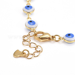 Set di gioielli per bracciali e collane con catena a maglia malocchio smaltato in ottone&nbsp;SJEW-JS01191