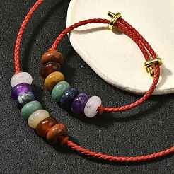 Rondell Chakra Natur Edelstein Perlen Armbänder & Halsketten Sets&nbsp;G-P561-01G-04