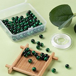 100 Stück 8 mm natürliches grünes Tigerauge (gefärbt und erhitzt) runde Perlen&nbsp;DIY-LS0002-08