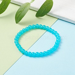 Bracelet extensible en perles rondes en verre imitation jade 6.5mm pour femme&nbsp;BJEW-JB07658