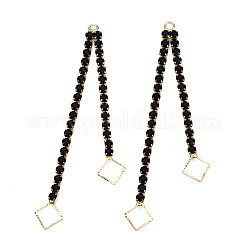Messingpavé-Jet-Strass-Kette mit großen Rhombus-Anhängern&nbsp;KK-N216-422-02LG
