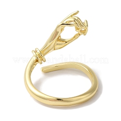 Offene Manschettenringe aus Messing mit Mikropflaster und klarem Zirkonia für Damen&nbsp;RJEW-C098-14G