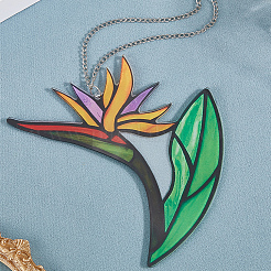 Décoration pendentif en acrylique teinté de fleur d'oiseau de paradis&nbsp;HJEW-WH20003-24C