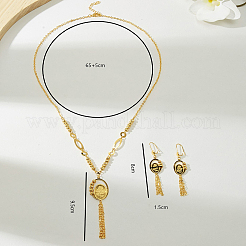 Vintage-Ohrringe und Halskettensets im böhmischen Stil aus Eisen im nahöstlichen Stil mit ovalen Quasten für Damen&nbsp;QM7256