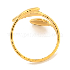 Ionenplattierung (IP) Blatt 304 Edelstahl offene Manschette Fingerringe für Frauen&nbsp;RJEW-P114-09G