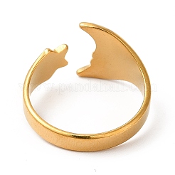 Bague ouverte en acier inoxydable 304 avec placage ionique (IP) en forme d'étoile et de lune pour femme&nbsp;RJEW-E063-07G