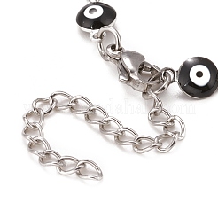 Bracciale ovale smaltato con catene a maglie malocchio&nbsp;BJEW-P271-04P-03