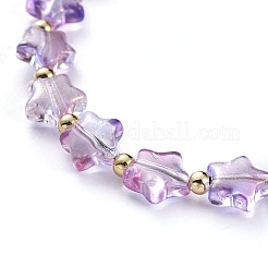Pulseras de cuentas de vidrio pintado con spray transparente de estrella&nbsp;BJEW-JB05214-02