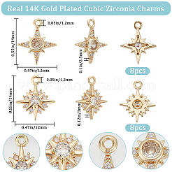 16pcs 2 Stil Messing Micro Pave klaren Zirkonia Charms&nbsp;KK-BBC0010-97
