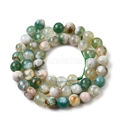 Brins de perles d'agate fleur de cerisier verte naturelle&nbsp;G-NH0061-A01-8mm
