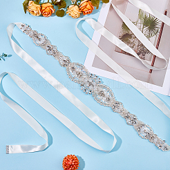 Blume voller Kristall Strass handgefertigte Brautgürtel für Brautkleider&nbsp;AJEW-WH20006-233B-02