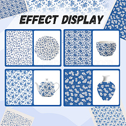 4 Stück 4 Stile Blumenmuster Papier Keramik Aufkleber&nbsp;DIY-GF0013-26