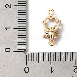 Ciondoli per connettori con collegamenti ad anelli floreali in ottone con zirconi trasparenti&nbsp;KK-C062-044G-02