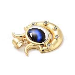 Ojo con luna colgantes de micropavé de latón con circonitas cúbicas transparentes&nbsp;KK-G419-12G-02