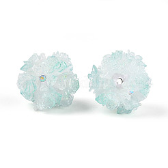 Cuentas de rhinestone de arcilla polimérica con rosas de resina en relieve&nbsp;RESI-T059-04D