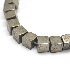 Würfel natürlicher Pyrit Perlen Stränge&nbsp;G-I126-17-3x3mm