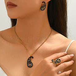 Ensembles vintage 201 en acier inoxydable émaillé à motifs cachemire : boucles d'oreilles&nbsp;ZB5227