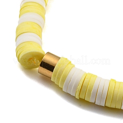 Polymer Clay Heishi Surfer Stretcharmband mit 304 Edelstahlperlen&nbsp;BJEW-SW00113-06