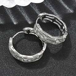 Boucles d'oreilles créoles rectangulaires en laiton et oxyde de zirconium transparent&nbsp;EJEW-D320-06P