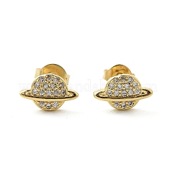 Orecchini a bottone in ottone con zirconi chiari e micro pavè&nbsp;EJEW-A128-03G