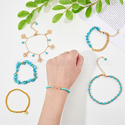 6 Stück 6-teiliges Charm-Armband-Set aus Legierung mit Blumenmotiv&nbsp;BJEW-FI0001-79