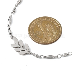 Colliers avec pendentif feuille en acier inoxydable 201 et chaîne en acier inoxydable 304&nbsp;NJEW-JN05674