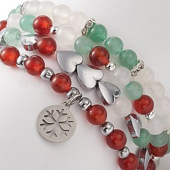 Stretch-Armbandset aus natürlichem Karneol (gefärbt und erhitzt)&nbsp;BJEW-JB09182