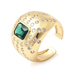 Bagues ouvertes en laiton avec micro pavé de zircones cubiques pour femmes&nbsp;RJEW-L343-03G-04
