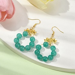 Pendientes colgantes con anillo de cuentas de vidrio de imitación de jade&nbsp;EJEW-JE05567-03
