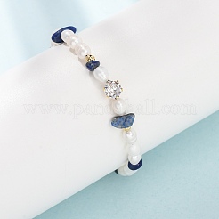 Braccialetti con scaglie di lapislazzuli naturale e perle naturali a forma di chicco di riso&nbsp;GG-CBA3297-13G-D