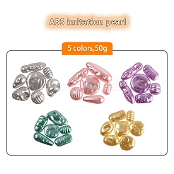 50g 5 Farben ABS-Kunststoff-Imitationsperlen&nbsp;OACR-YW0001-24
