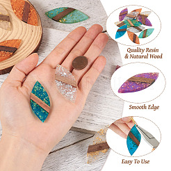 12pcs 6 colores resina transparente y colgantes grandes de madera de nogal&nbsp;WOOD-TA0002-46